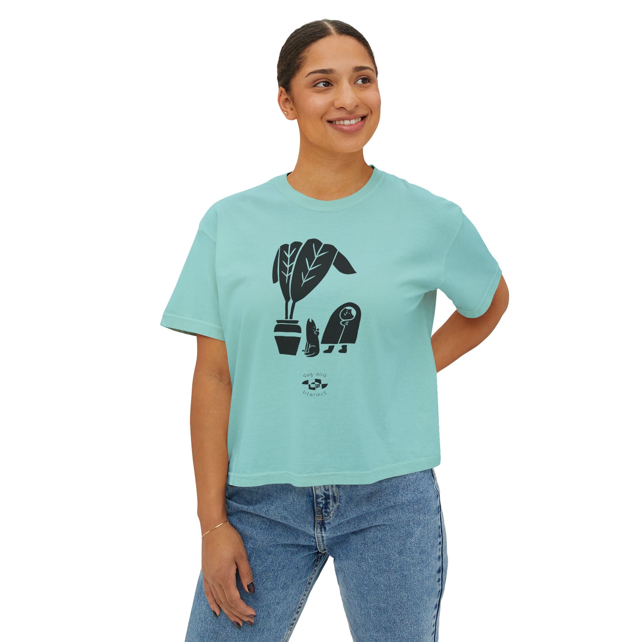 ‘Looking Up’ Boxy Tee - Black Print
