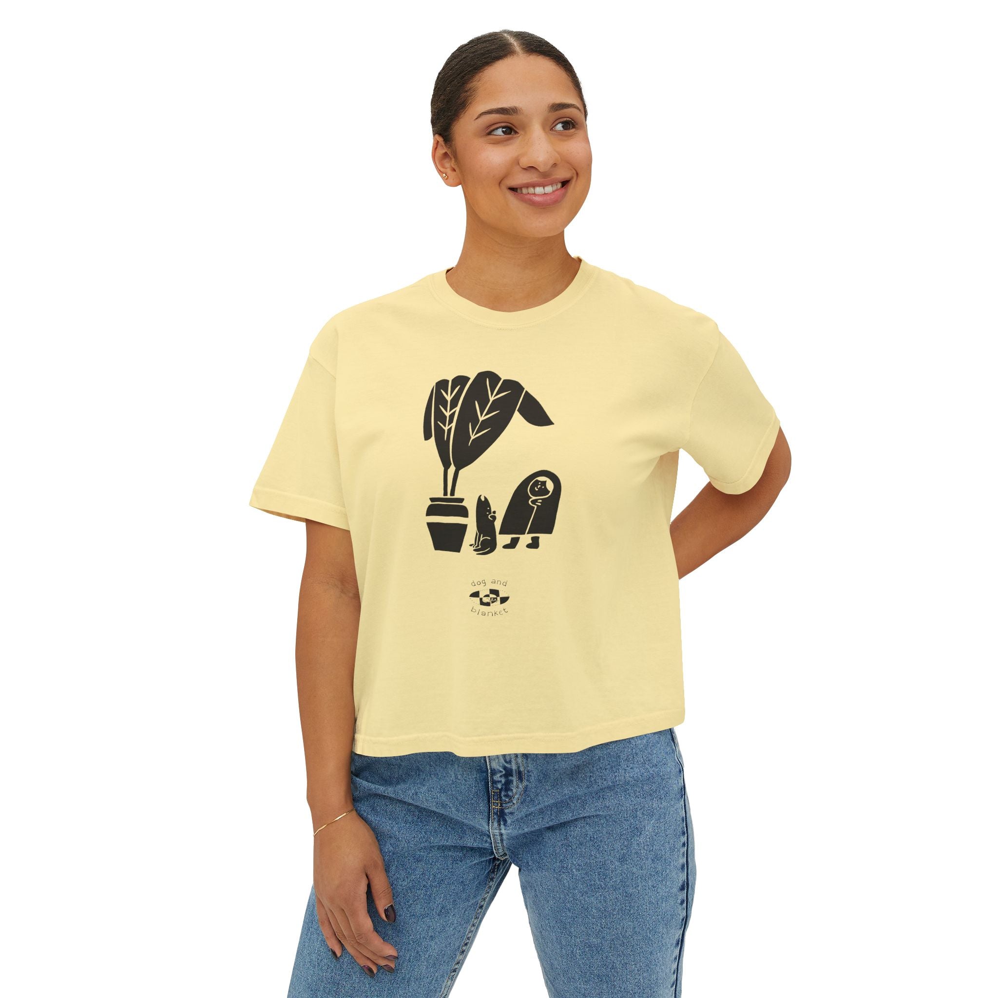 ‘Looking Up’ Boxy Tee - Black Print