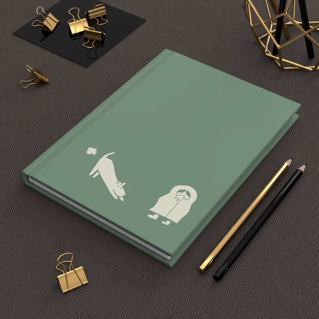 'Toot and Blanket' Green Matte Hardcover Journal - Light Print