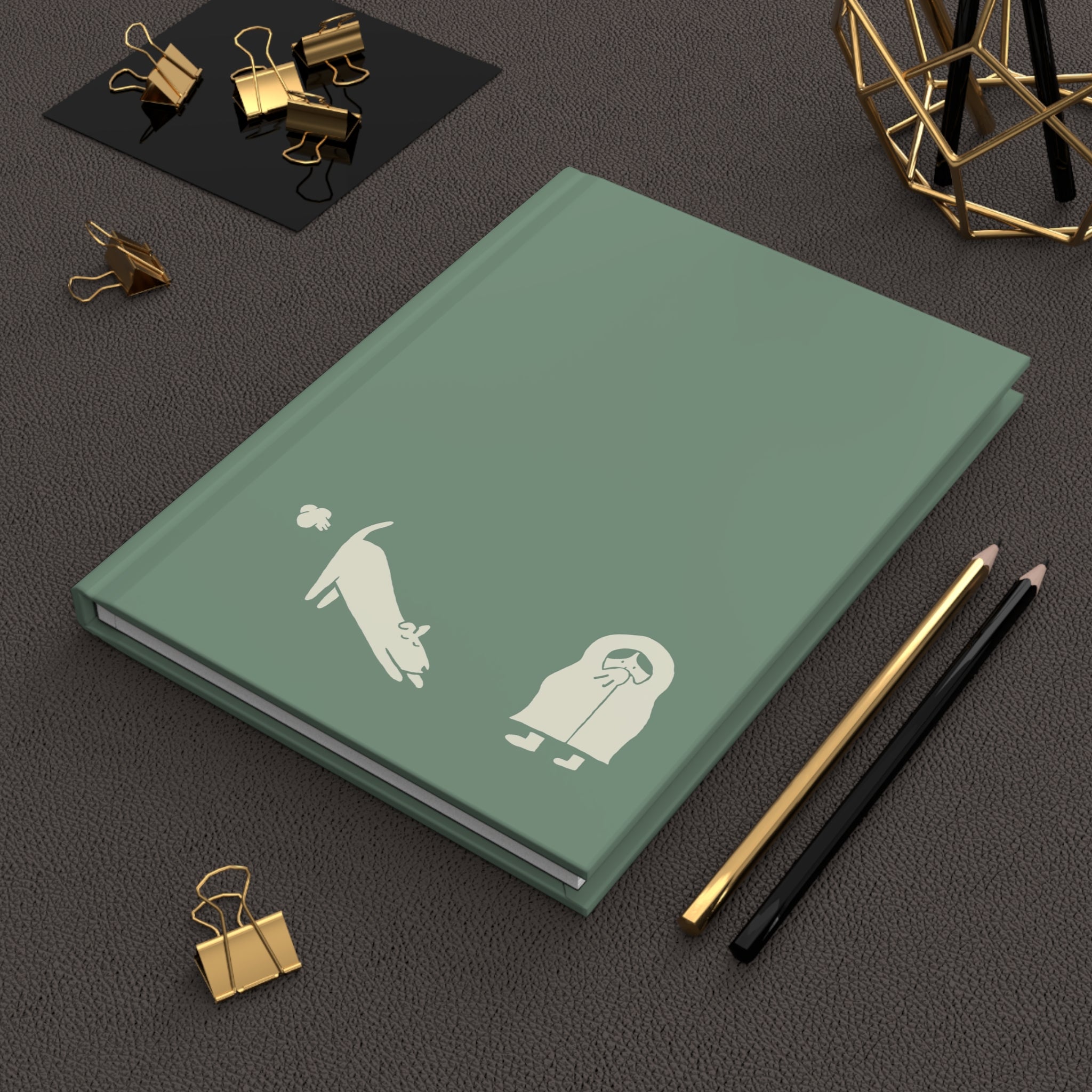 'Toot and Blanket' Green Matte Hardcover Journal - Light Print