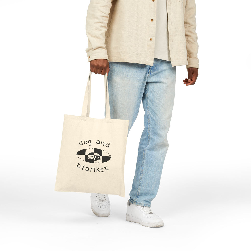 ‘Our Dog and Blanket’ Cotton Canvas Oval Logo Tote - Black Print