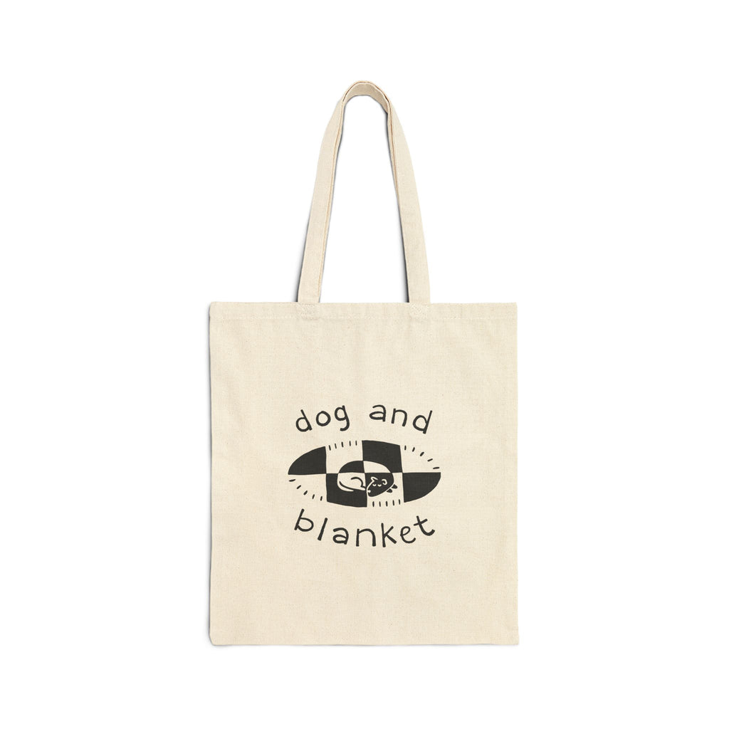 ‘Our Dog and Blanket’ Cotton Canvas Oval Logo Tote - Black Print