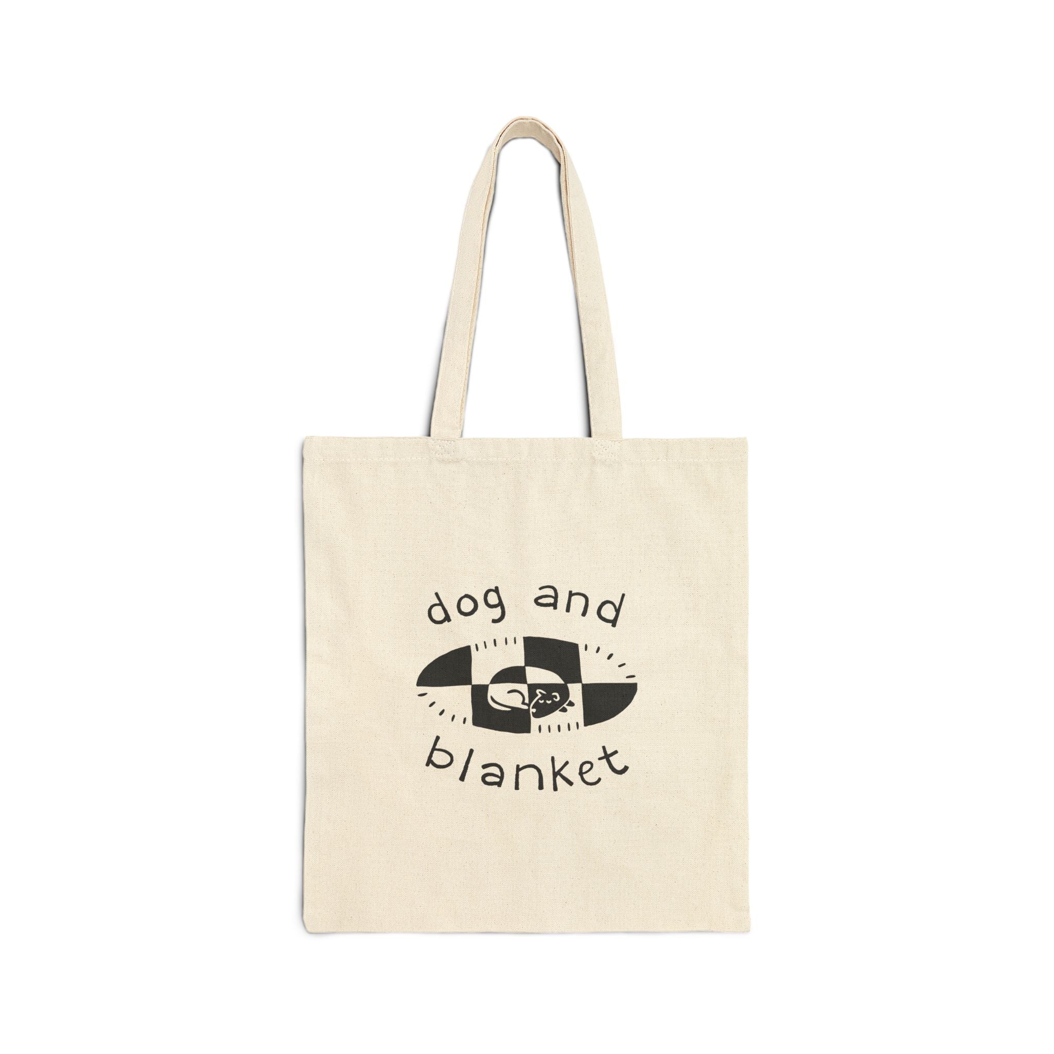 ‘Our Dog and Blanket’ Cotton Canvas Oval Logo Tote - Black Print