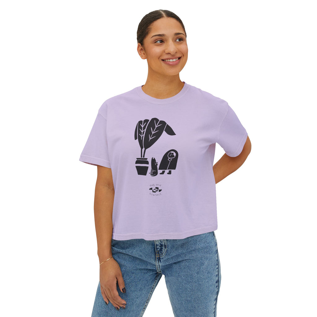 ‘Looking Up’ Boxy Tee - Black Print
