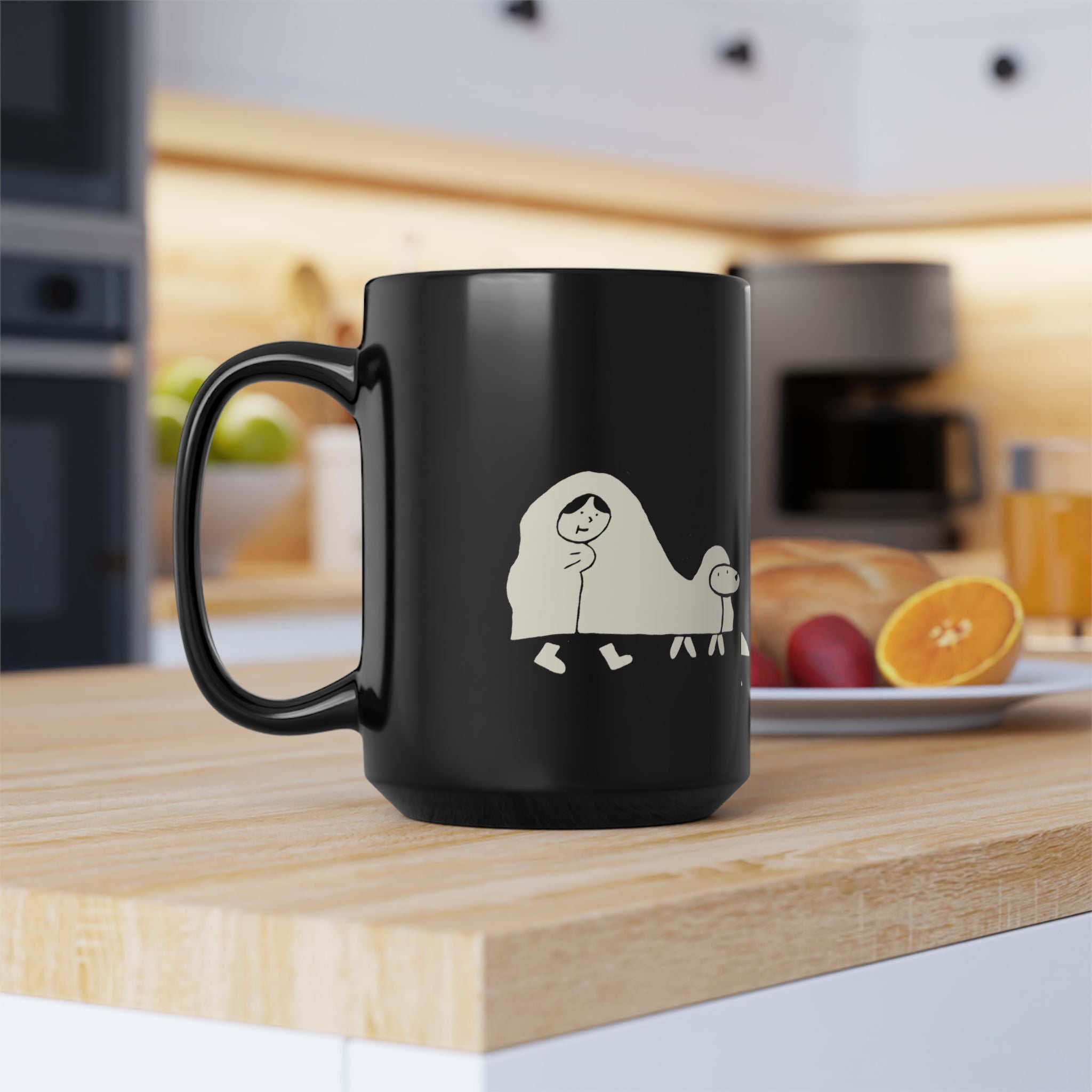 ‘Midnight Snack’ Black Mug - Light Print