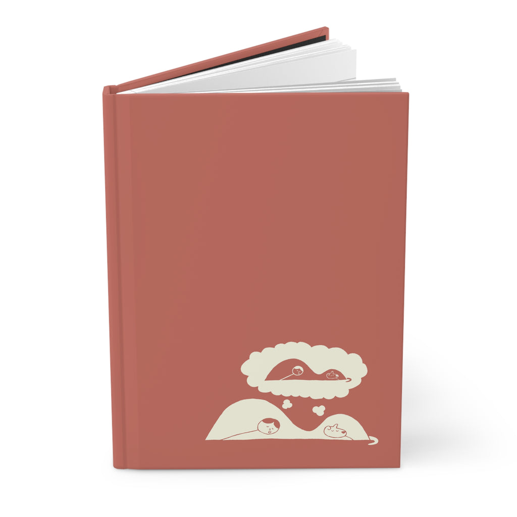 'Dreams of Bed' Red Matte Hardcover Journal - Light Print