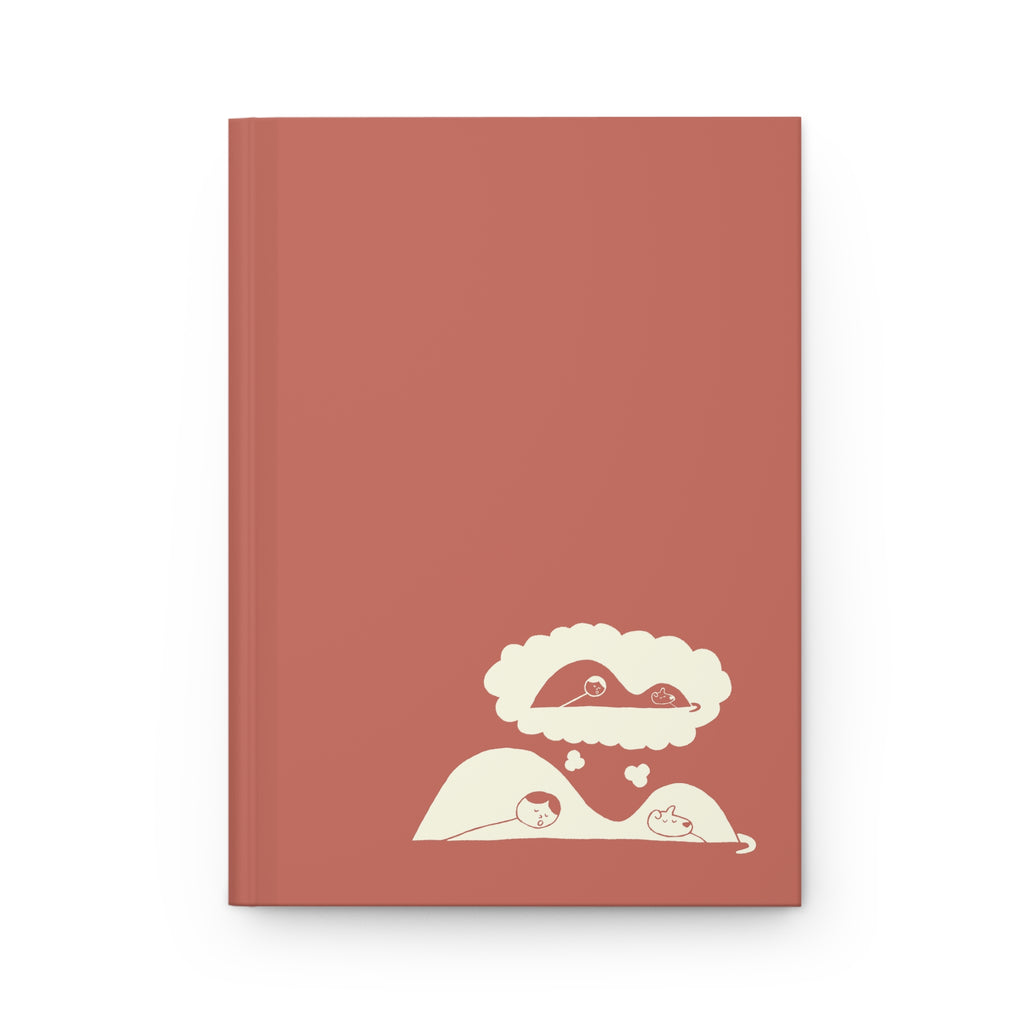'Dreams of Bed' Red Matte Hardcover Journal - Light Print