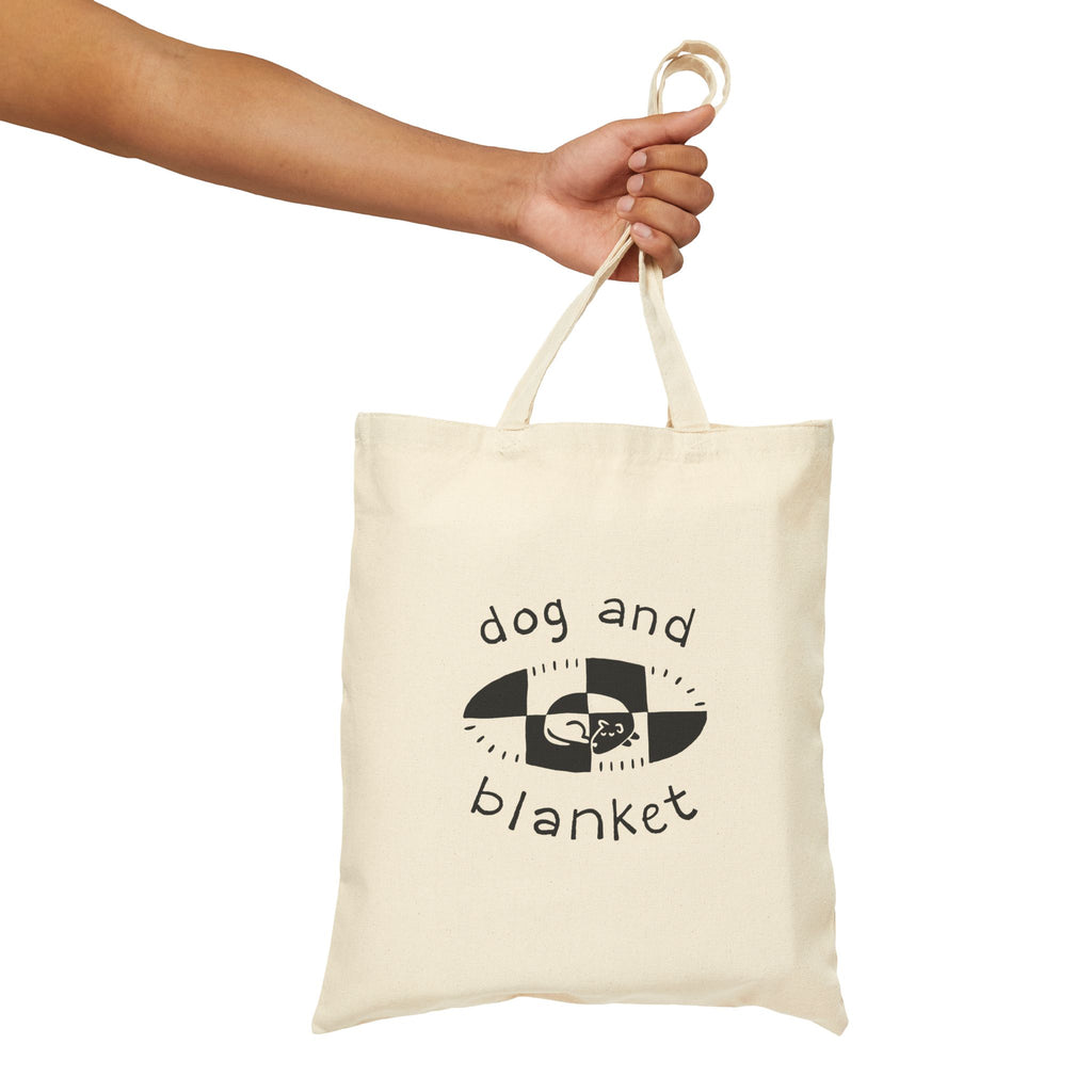 ‘Our Dog and Blanket’ Cotton Canvas Oval Logo Tote - Black Print