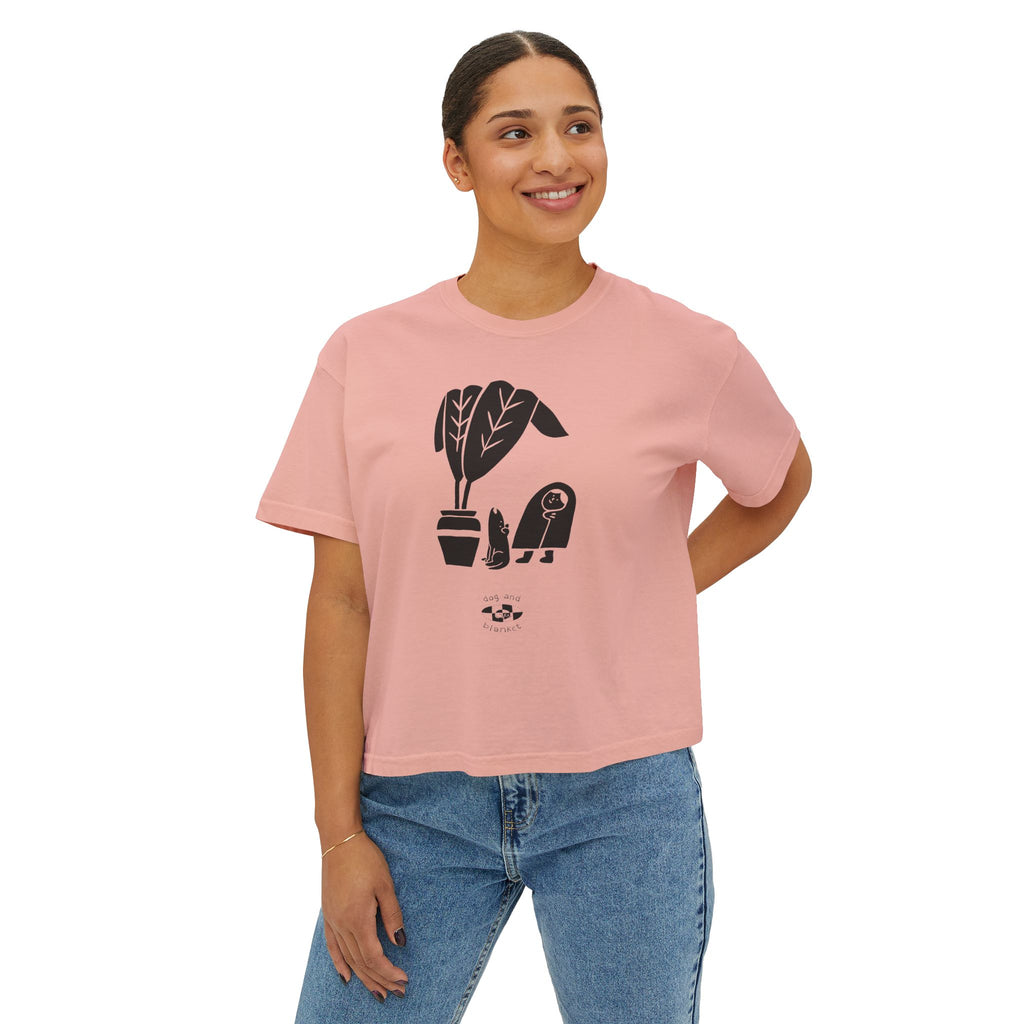 ‘Looking Up’ Boxy Tee - Black Print