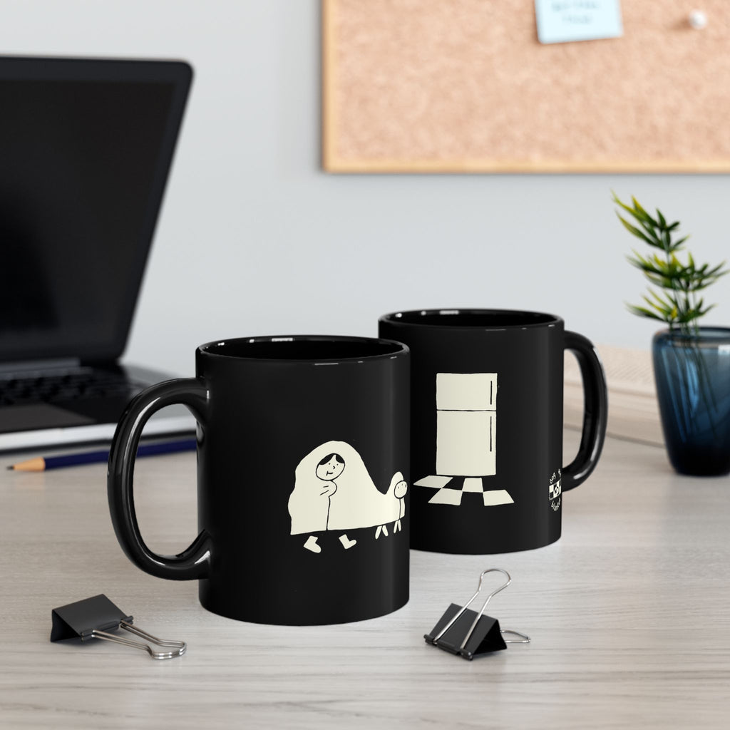 ‘Midnight Snack’ Black Mug - Light Print