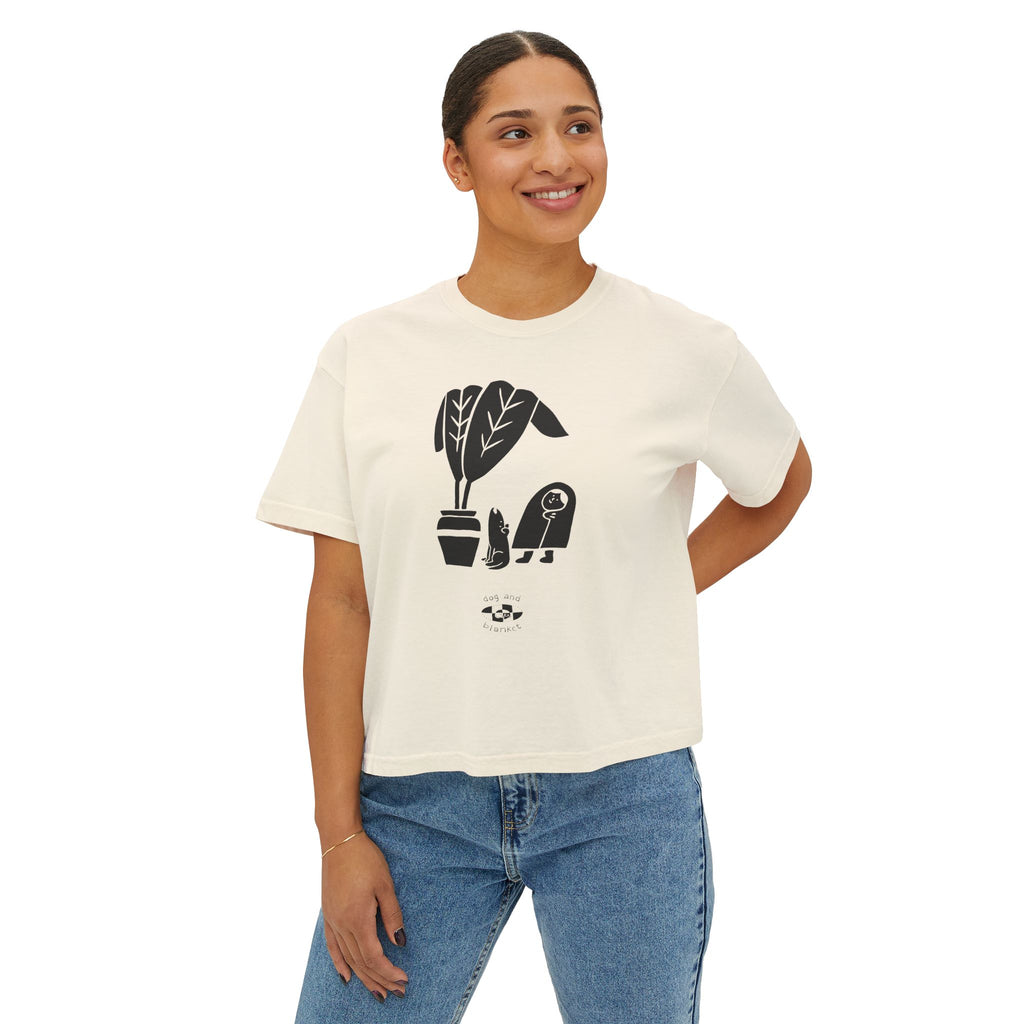 ‘Looking Up’ Boxy Tee - Black Print