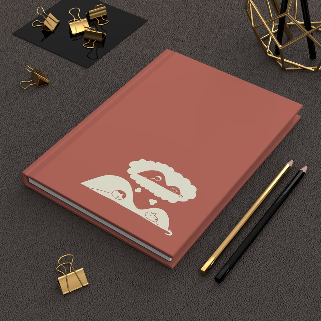 'Dreams of Bed' Red Matte Hardcover Journal - Light Print